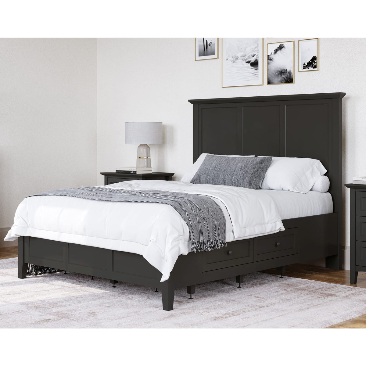 Grace Twin Four Drawer Platform Storage Bed in Raven Black