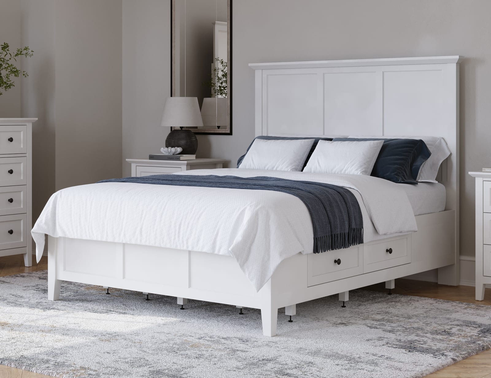 Grace Four Drawer Queen-size Platform Storage Bed in Snowfall White
