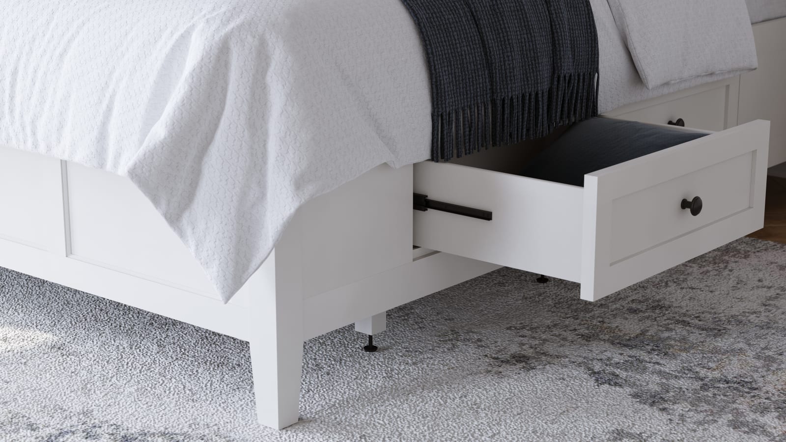 Grace Four Drawer Queen-size Platform Storage Bed in Snowfall White – view 2