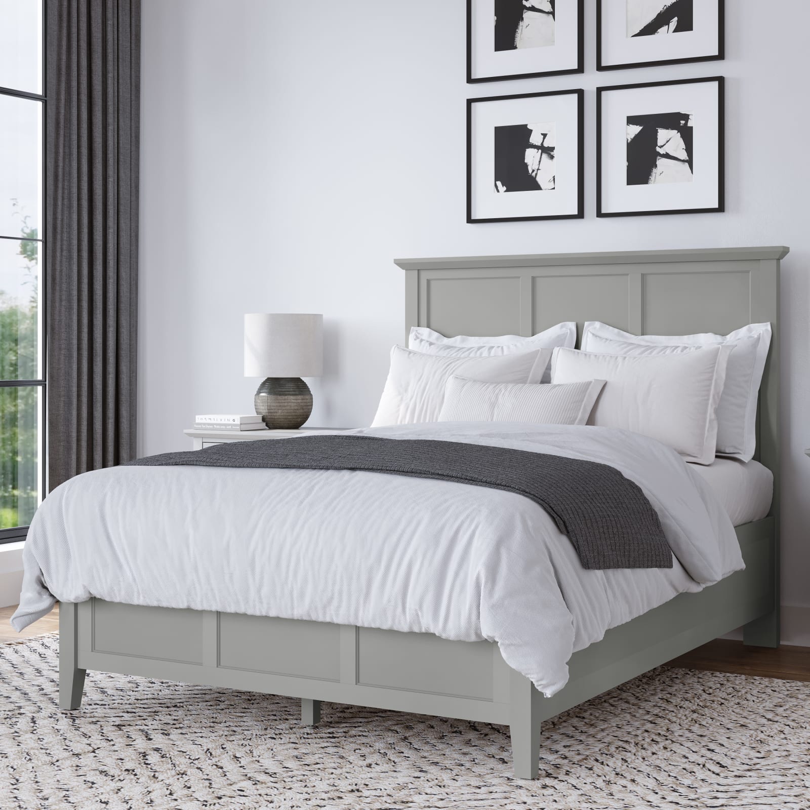 Grace Full-size Three Panel Bed in Elephant Grey