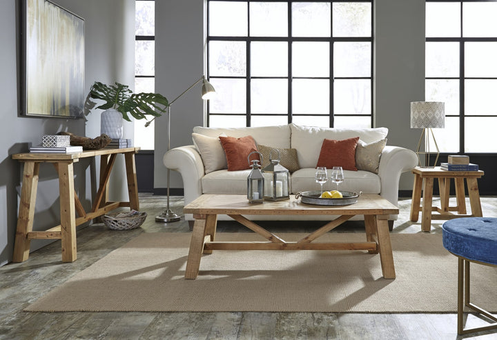 Harby Reclaimed Wood Rectangular Coffee Table in Rustic Tawny – view 2