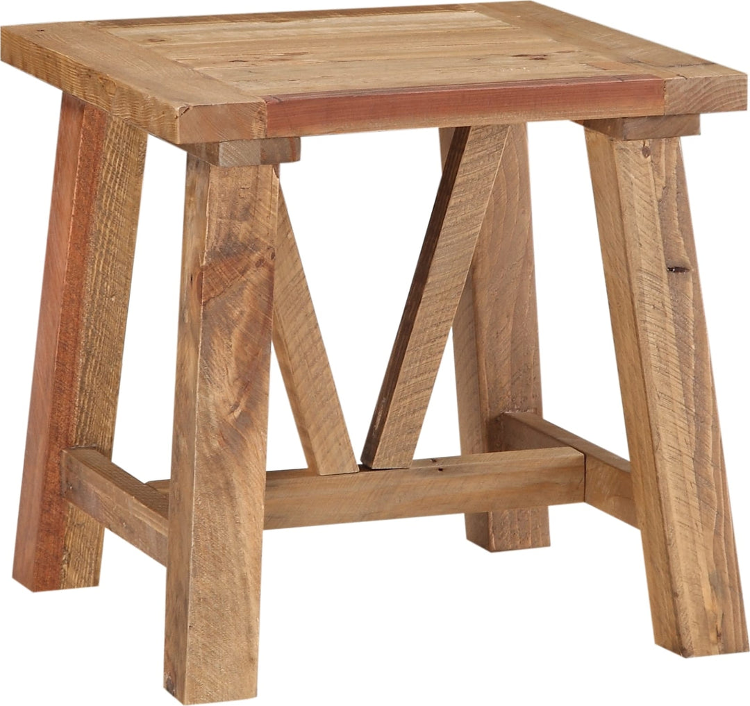 Harby Reclaimed Wood Square Side Table in Rustic Tawny – view 3