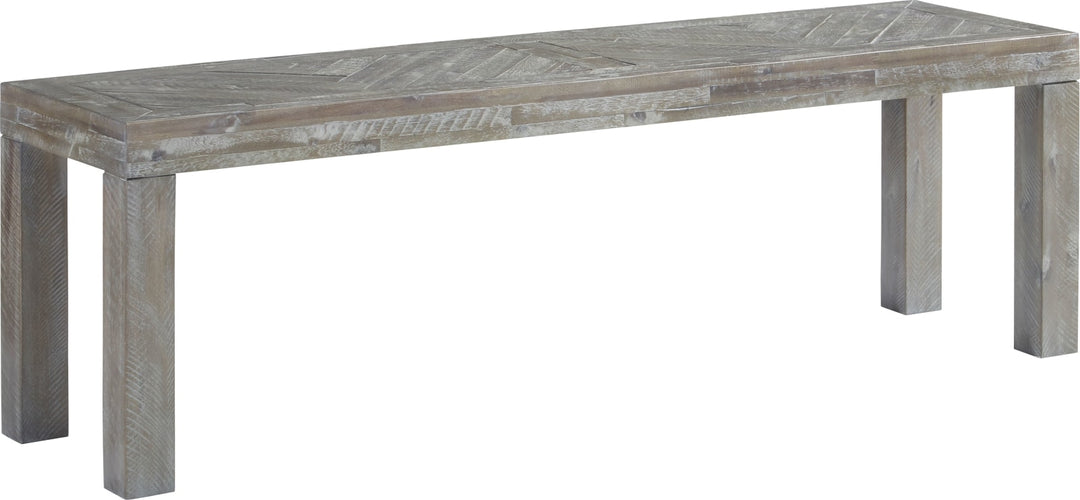 Herringbone Solid Wood Dining Bench in Rustic Latte – view 3