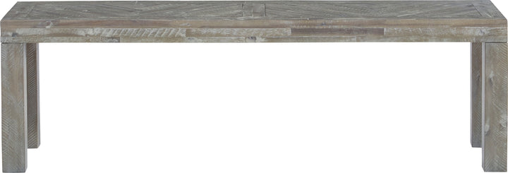 Herringbone Solid Wood Dining Bench in Rustic Latte – view 4