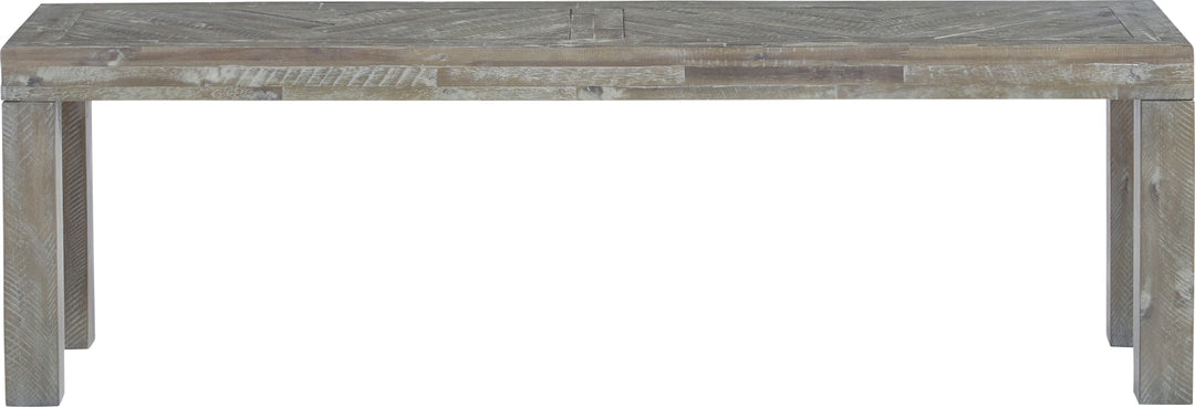 Herringbone Solid Wood Dining Bench in Rustic Latte – view 4