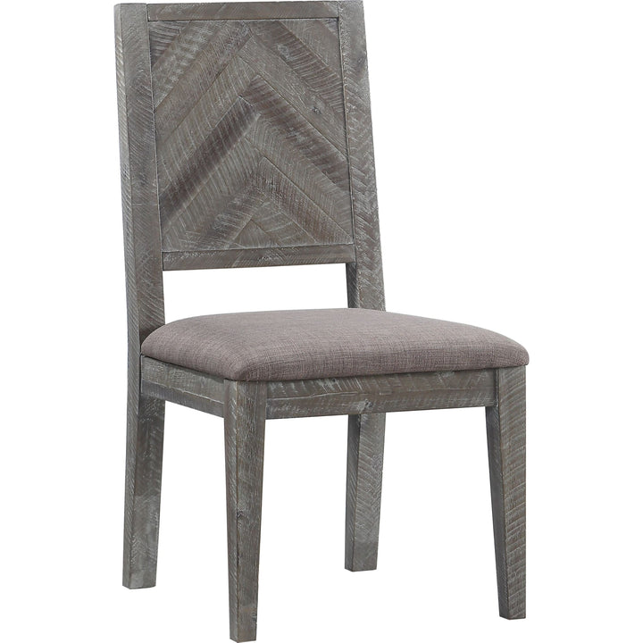 Herringbone Solid Wood Upholstered Dining Chair in Rustic Latte