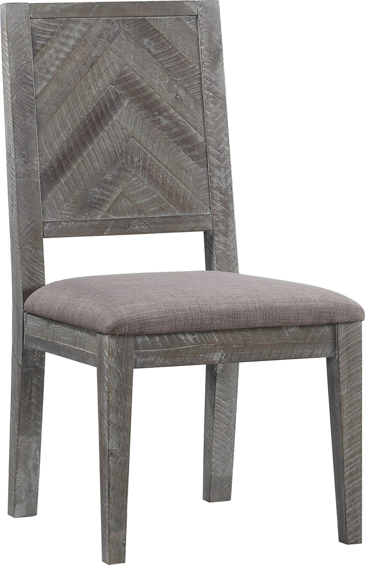 Herringbone Solid Wood Upholstered Dining Chair in Rustic Latte – view 2