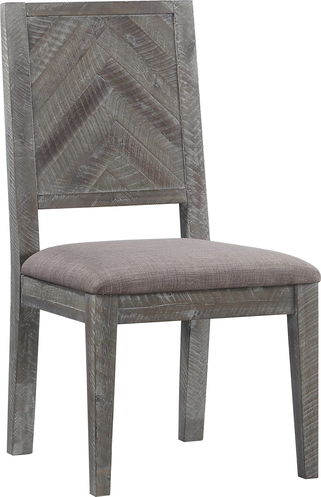 Herringbone Solid Wood Upholstered Dining Chair in Rustic Latte – view 2