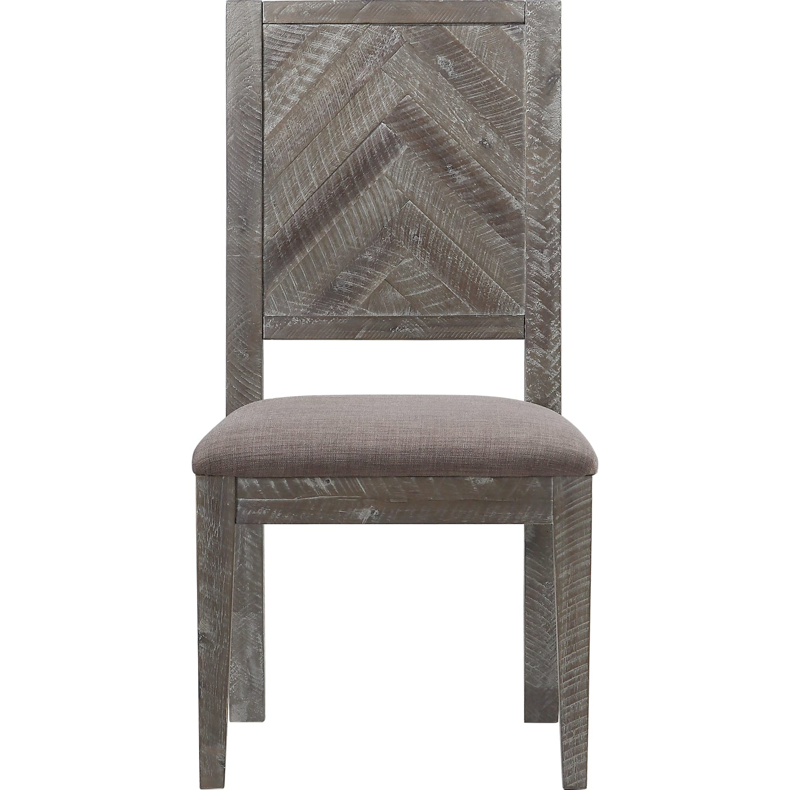 Herringbone Solid Wood Upholstered Dining Chair in Rustic Latte