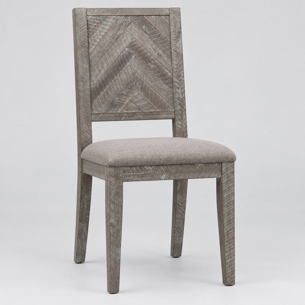 Herringbone Solid Wood Upholstered Dining Chair in Rustic Latte – view 3