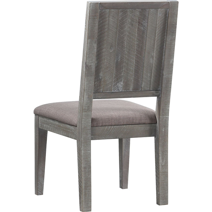 Herringbone Solid Wood Upholstered Dining Chair in Rustic Latte