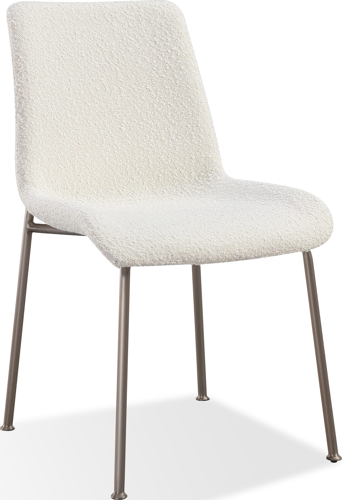 Jade Upholstered Dining Chair in Cottage Cheese Boucle and Brushed Nickel Metal – view 2