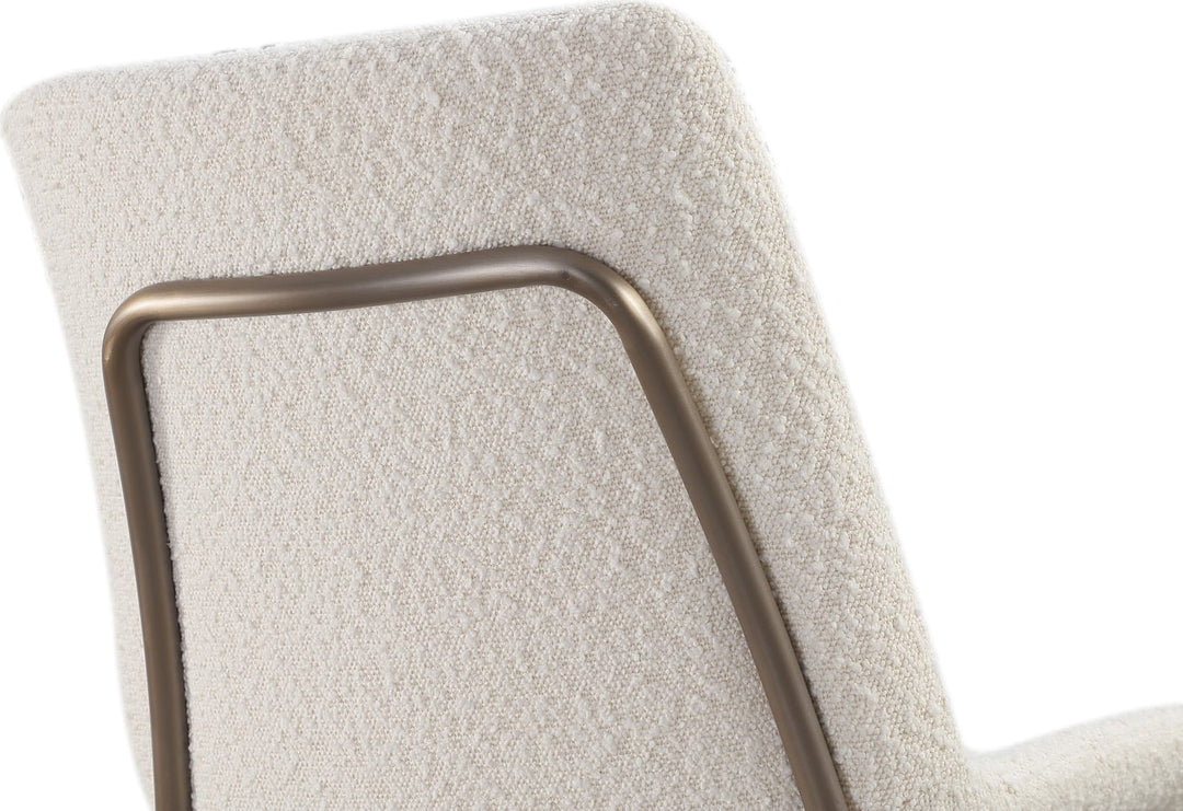 Jade Upholstered Dining Chair in Cottage Cheese Boucle and Brushed Nickel Metal – view 3