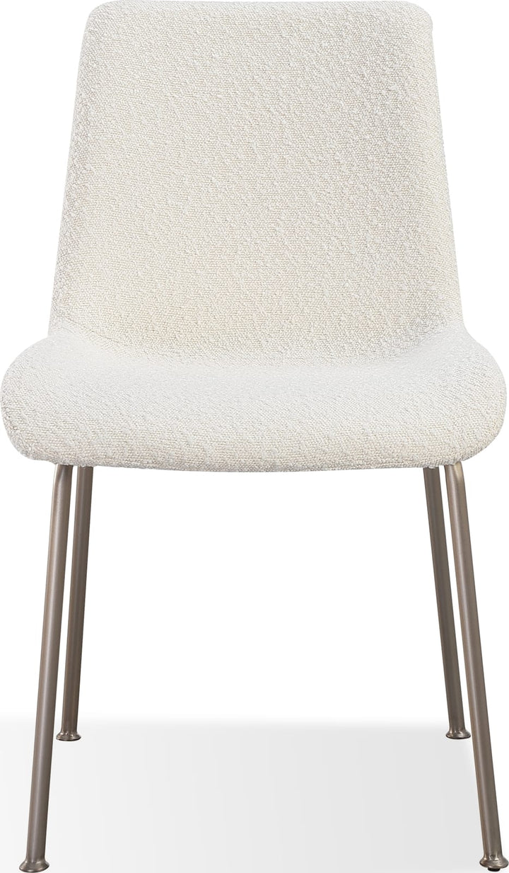 Jade Upholstered Dining Chair in Cottage Cheese Boucle and Brushed Nickel Metal – view 5