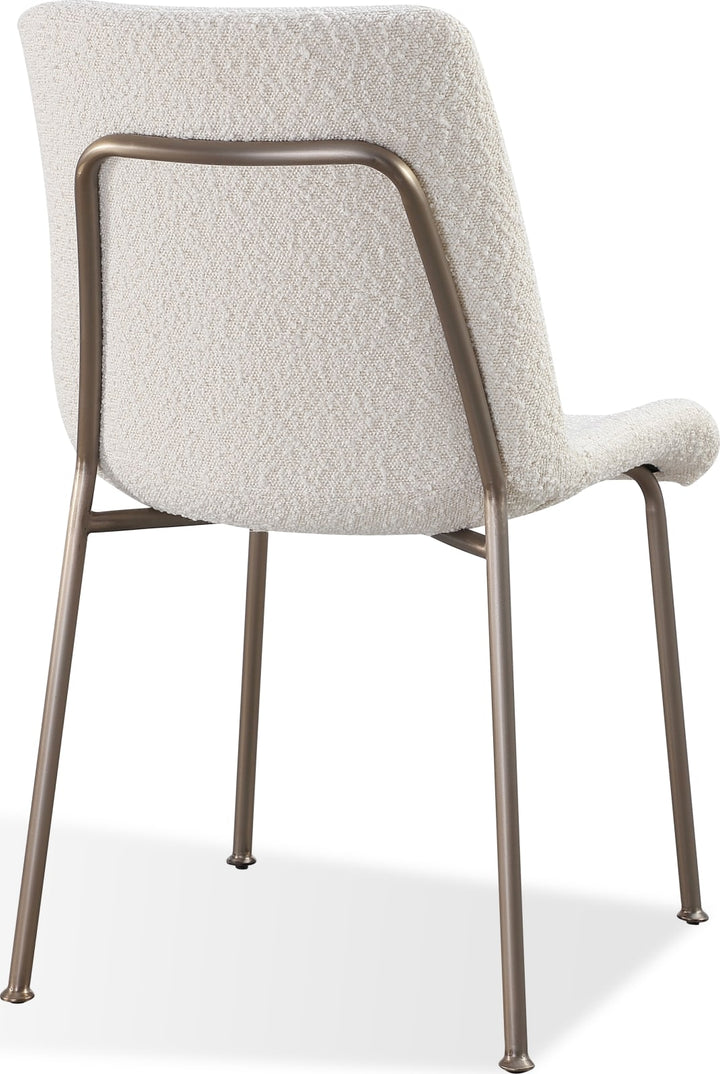 Jade Upholstered Dining Chair in Cottage Cheese Boucle and Brushed Nickel Metal – view 6