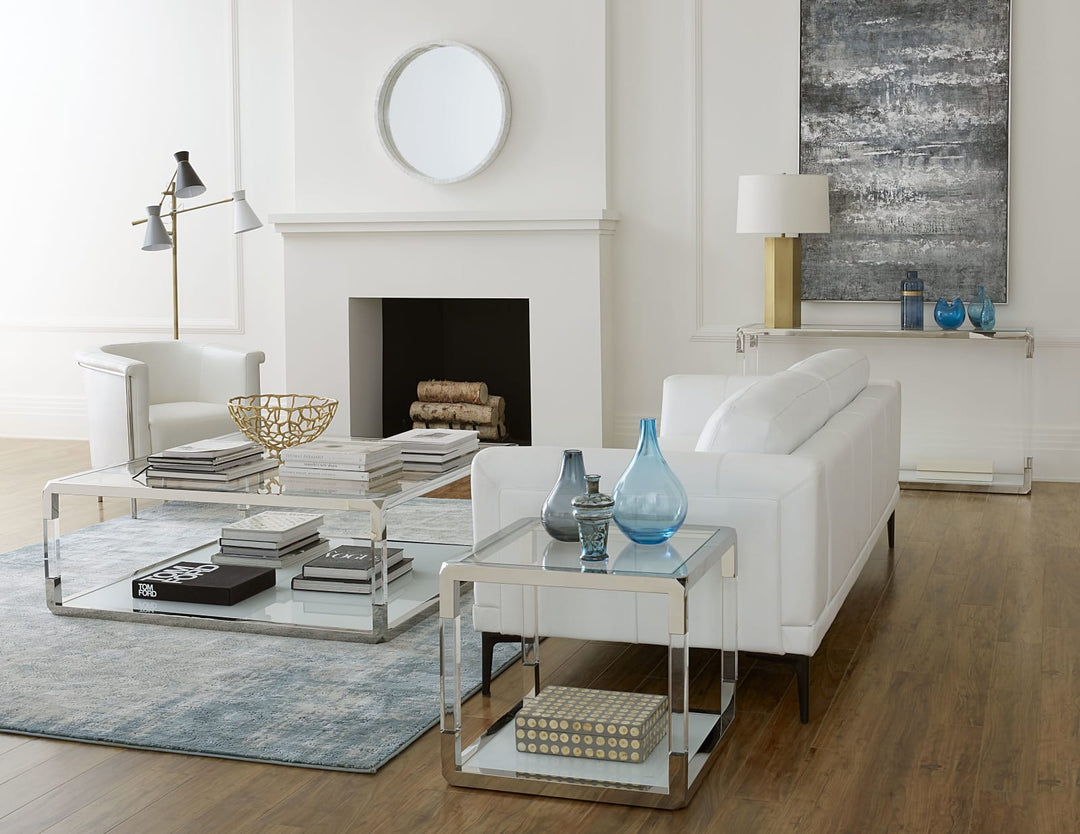 Jasper Console Table in Acrylic/White Glass/PSS – view 2