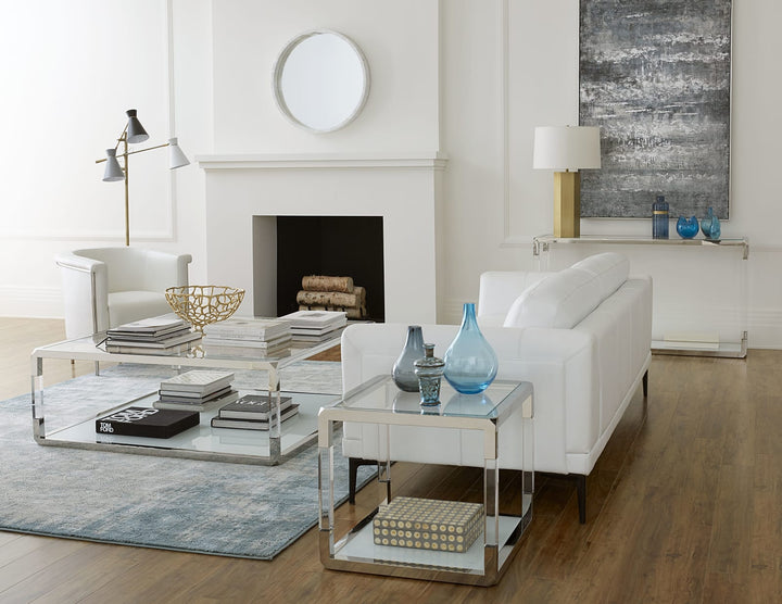 Jasper End Table in Acrylic/White Glass/PSS – view 2