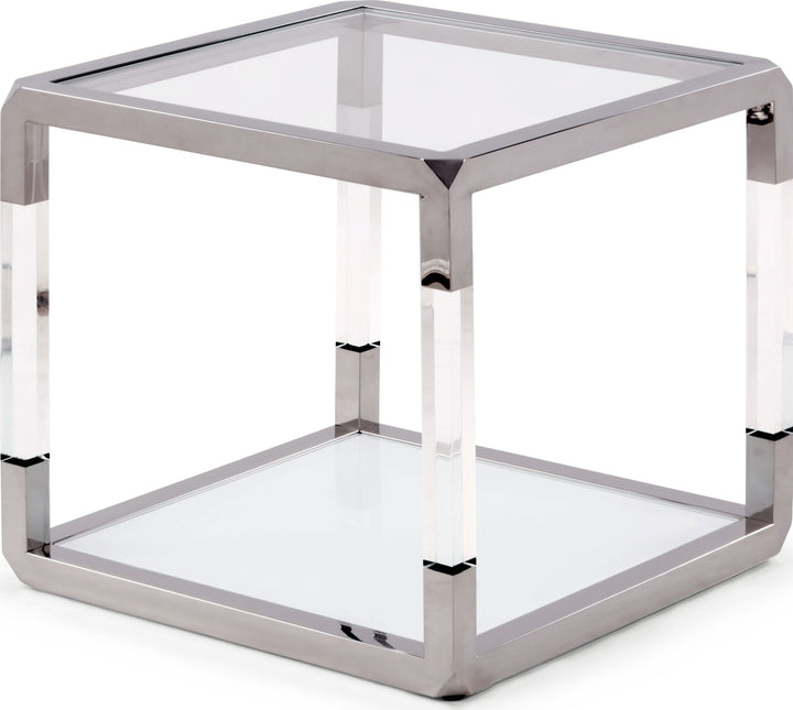 Jasper End Table in Acrylic/White Glass/PSS – view 4