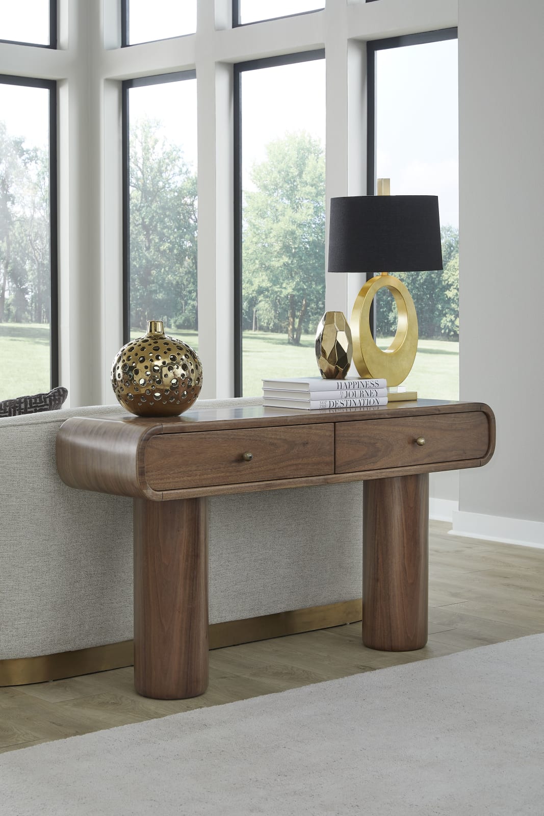 Juba Walnut Console Table in Mongoose