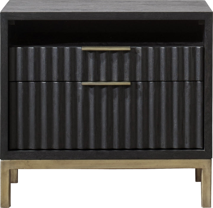 Kentfield Solid Wood Two Drawer Nightstand in Black Drifted Oak – view 3