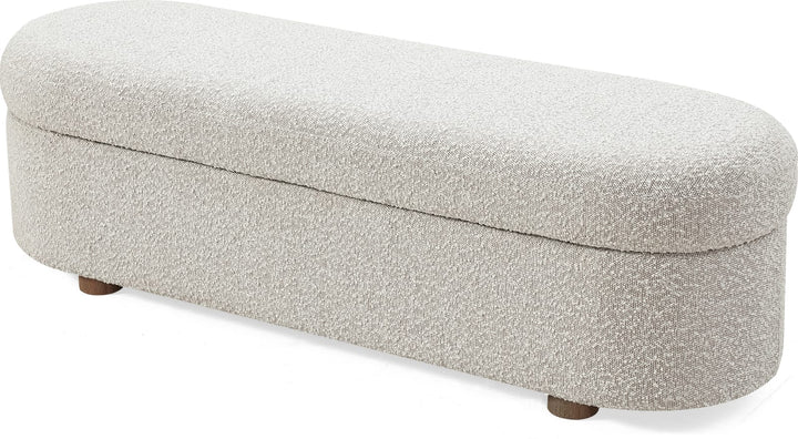 Kiki Upholstered Hinged Storage Bench in Cotton Ball Boucle – view 4