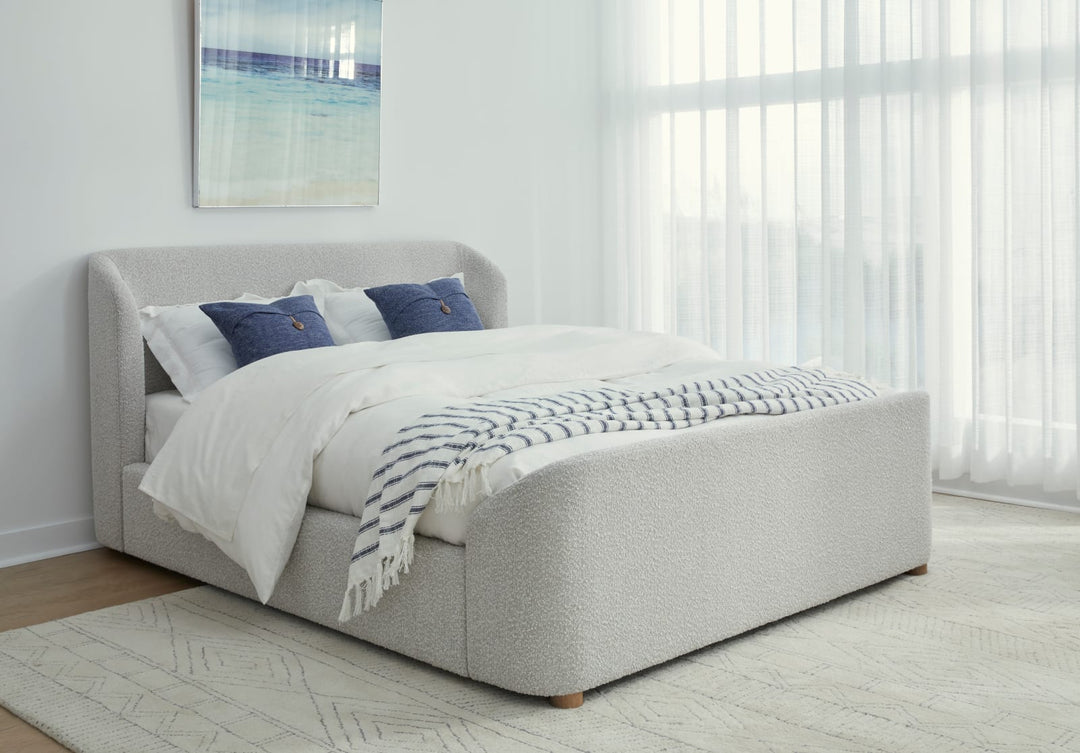 Kiki California King-size Upholstered Platform Bed in Cotton Ball Boucle – view 3