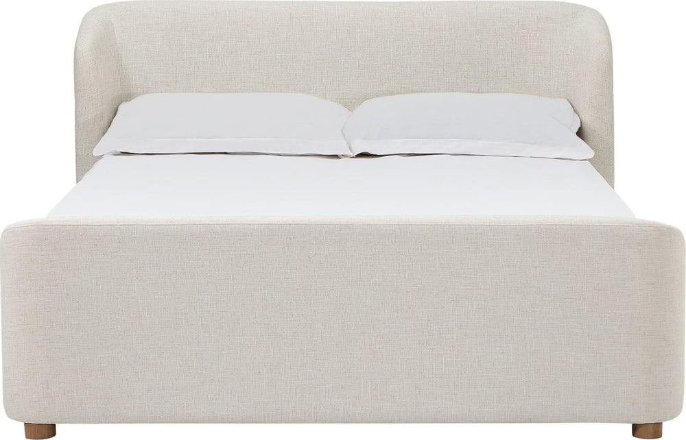 Kiki Upholstered Platform Bed in Whipped Honey Linen
