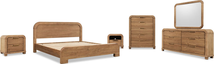 Kione Queen-size Acacia Wood Platform Bed in Lioness – view 11