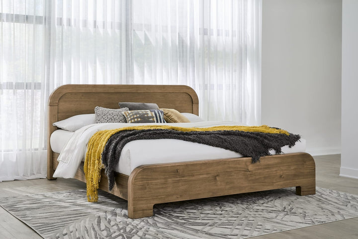 Kione Queen-size Acacia Wood Platform Bed in Lioness