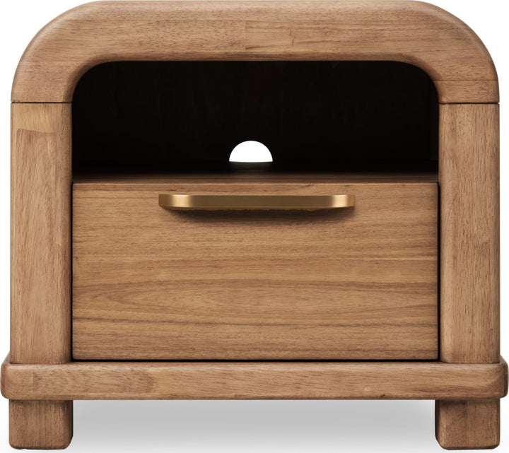 Kione One Drawer Acacia Wood Nightstand in Lioness – view 2