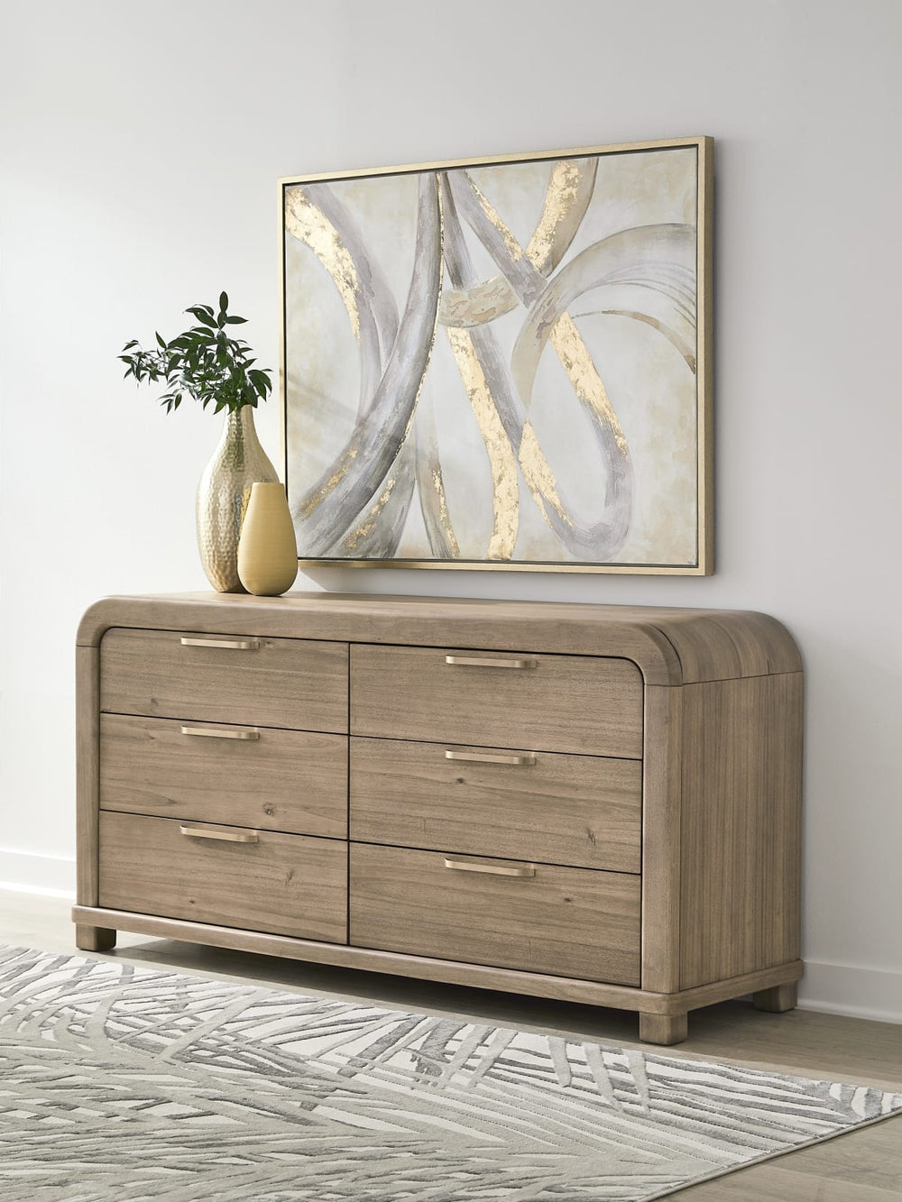 Kione Six Drawer Acacia Wood Dresser in Lioness