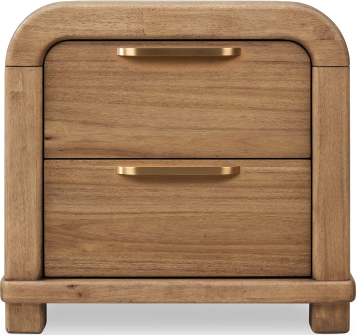 Kione Two Drawer Acacia Wood Nightstand in Lioness – view 2