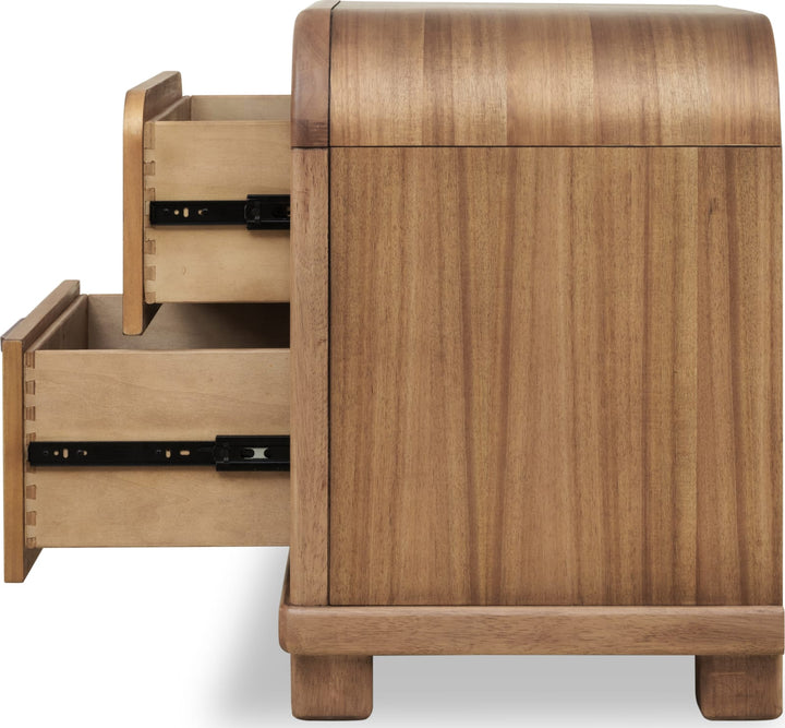 Kione Two Drawer Acacia Wood Nightstand in Lioness – view 4