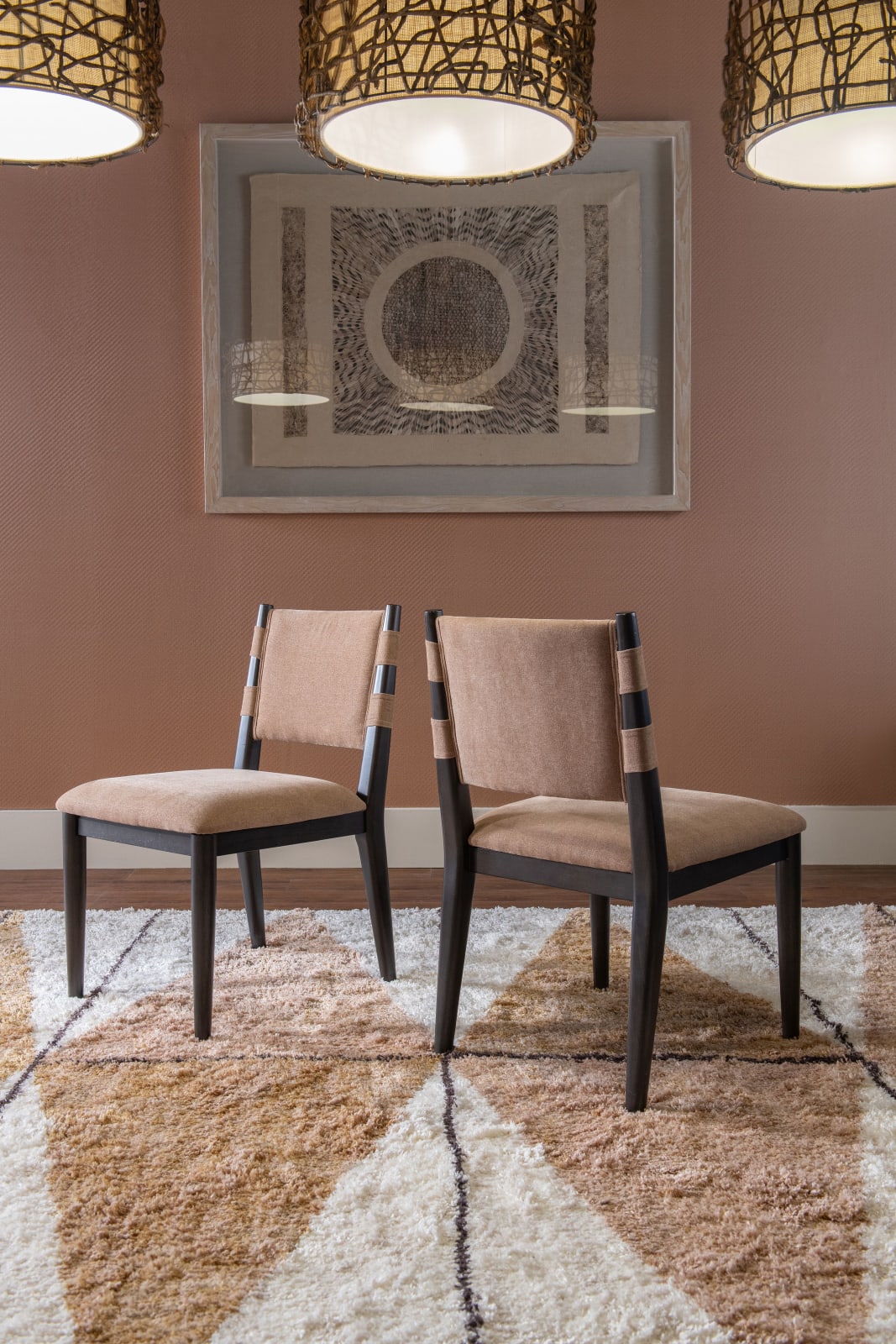 Koko Chenille Upholstered Dining Chair in Porcini and Minx