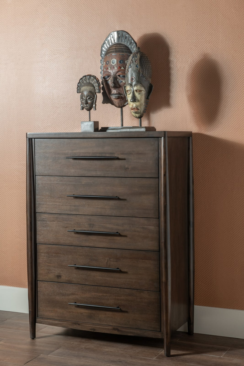 Koko Five Drawer Acacia Wood Chest in Minx