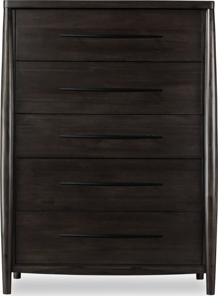 Koko Five Drawer Acacia Wood Chest in Minx – view 2