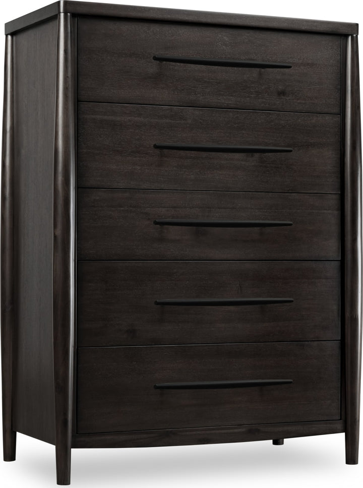 Koko Five Drawer Acacia Wood Chest in Minx – view 3