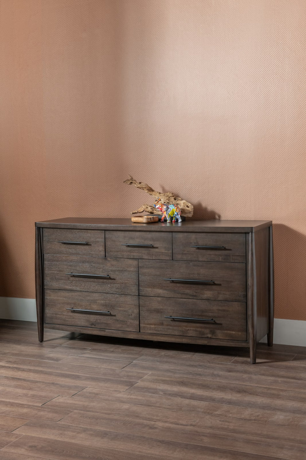 Koko Seven Drawer Acacia Wood Dresser in Minx