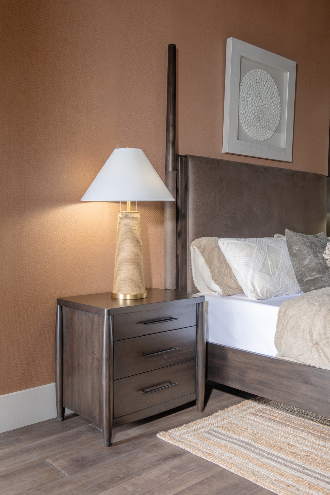 Koko Three Drawer Nightstand with Cord Management in Minx
