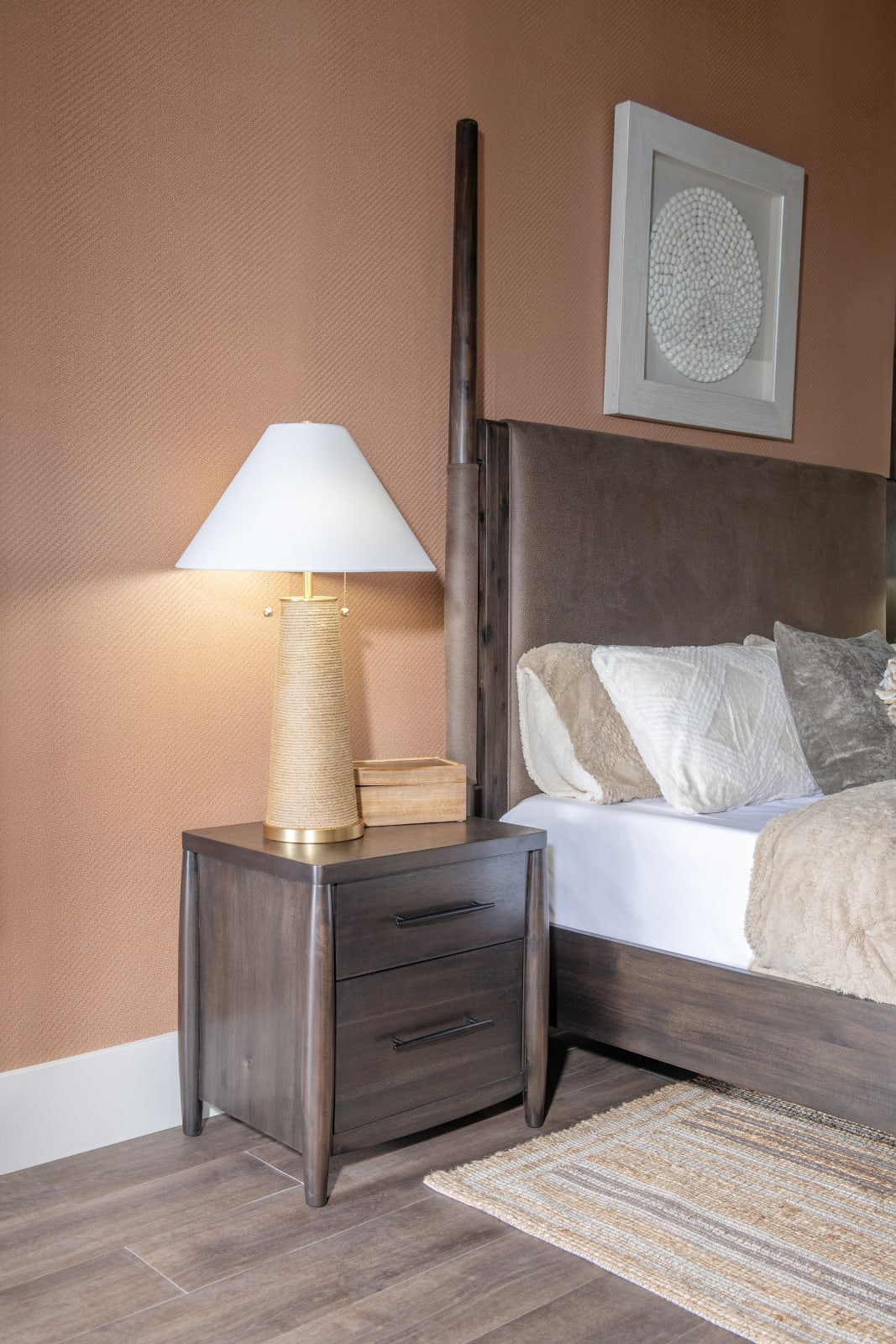 Koko Two Drawer Nightstand with Cord Management in Minx