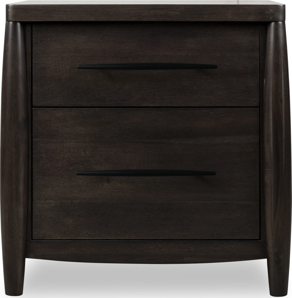 Koko Two Drawer Nightstand with Cord Management in Minx – view 2