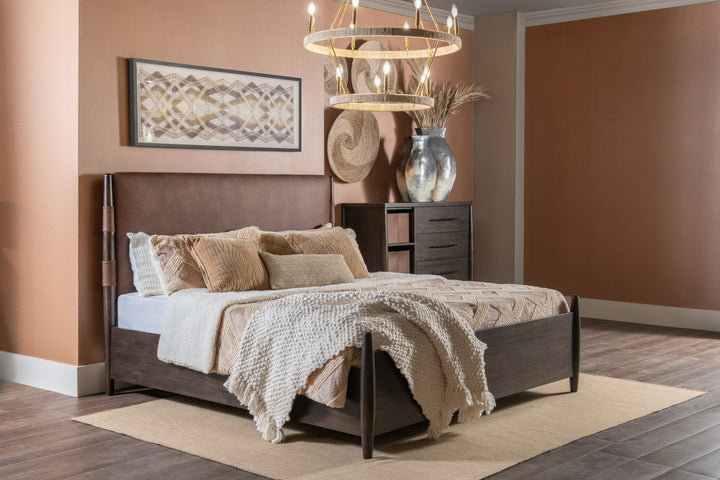 Koko California King-size Upholstered Panel Bed in Minx