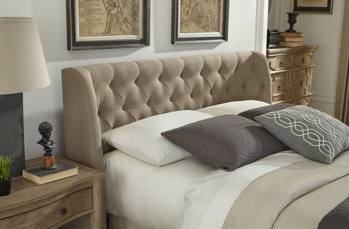 Levi Queen-Size Tufted Storage Bed in Toast Linen – view 3