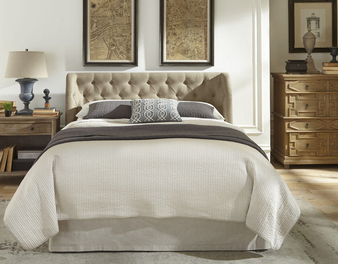 Levi California King-Size Tufted Platform Bed in Toast Linen – view 2