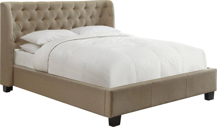 Levi Queen-Size Tufted Platform Bed in Toast Linen – view 6