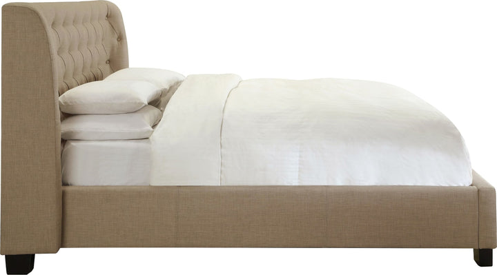 Levi King-Size Tufted Platform Bed in Toast Linen – view 7