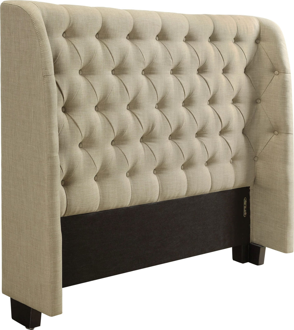 Levi Full-size Wingback Upholstered Headboard in Toast Linen – view 4