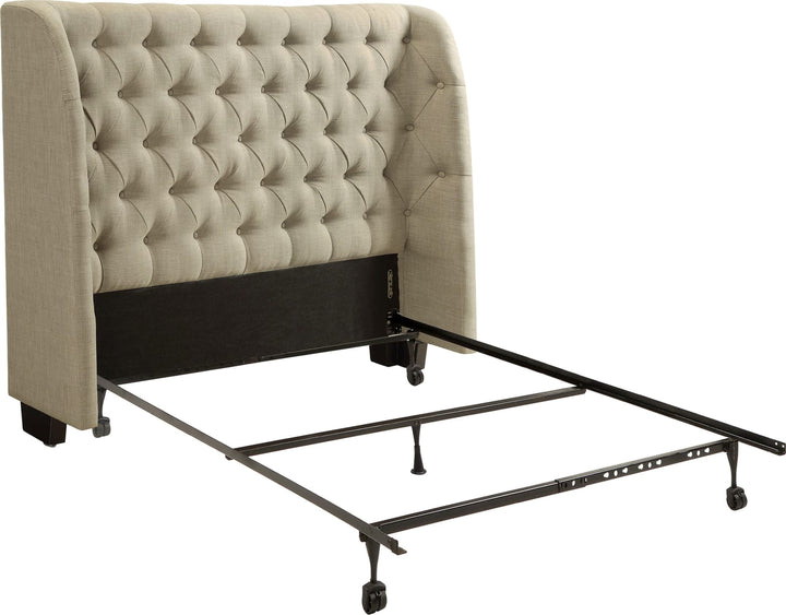 Levi Queen-size Wingback Upholstered Headboard in Toast Linen – view 5