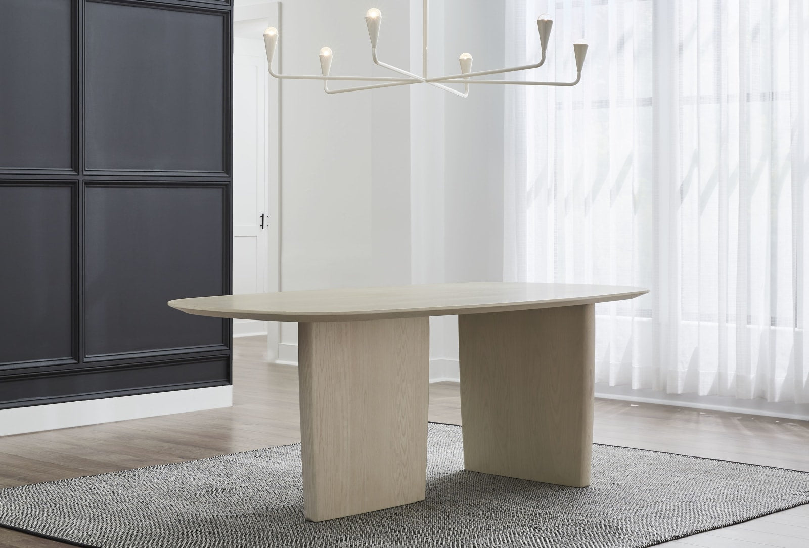 Liv Ash Wood Oval Dining Table in White Sand