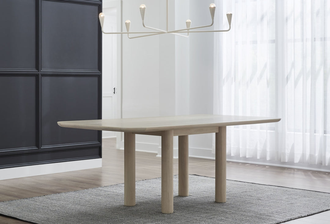Liv Ash Wood Rectangular Dining Table in White Sand